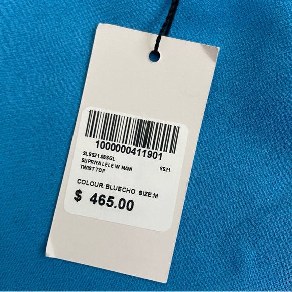 Supriya Lele Twist Blue Asymmetrical Tank Top Medium M - Picture 5 of 8